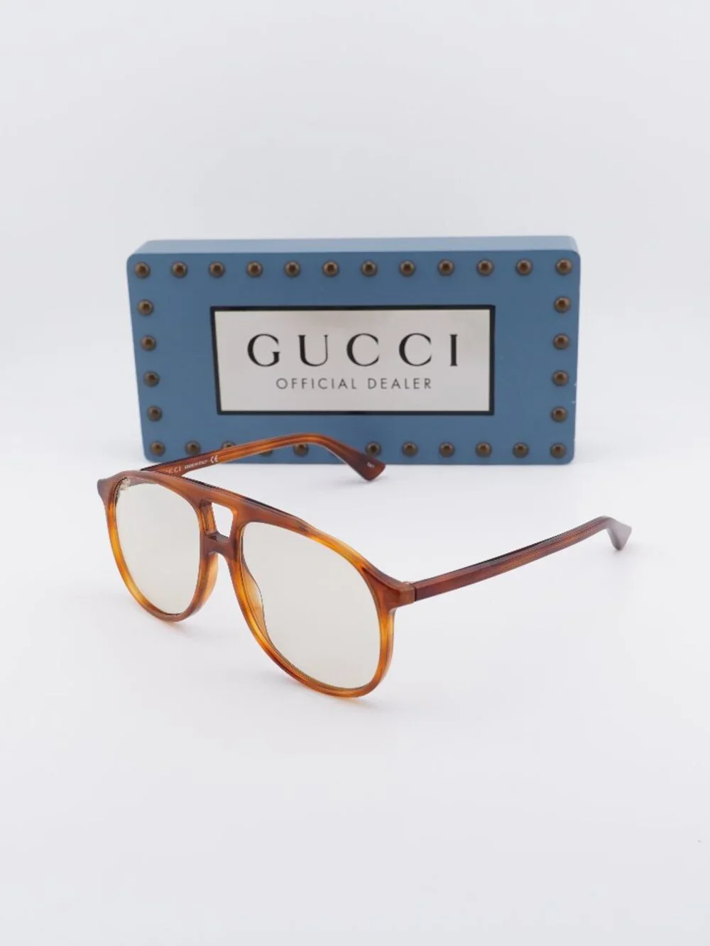 Gucci GG0264S 001 Aviator Sunglasses - Havana / Yellow
